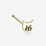 Golden Adorable Kitty Cat Nose Stud Ring-Gold