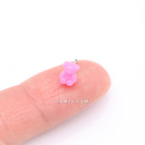 Detail View 2 of Kawaii Pop Pink Teddy Bear Nose Stud Ring-Pink
