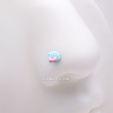 Detail View 1 of Kawaii Pop Pastel Ariel's Shell with Bow-Tie Nose Stud Ring-Light Blue/Pink