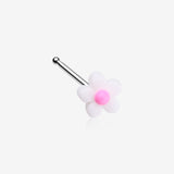 Kawaii Pop White Pink Flower Nose Stud Ring-White/Pink