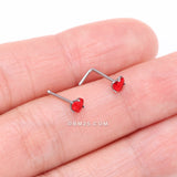 Detail View 3 of Heart Sparkle Gem Nose Stud Ring-Red