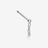 Chainlink Sparkle Dangle Nose Stud Ring-Hematite
