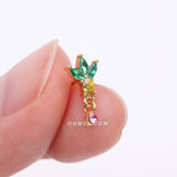 Detail View 2 of Golden Juicy Pineapple Sparkle Nose Stud Ring-Yellow/Pink