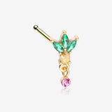 Golden Juicy Pineapple Sparkle Nose Stud Ring-Yellow/Pink