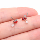 Detail View 3 of Sparkle Cherry Heart Pearlescent Dangle Nose Stud Ring-Red/White