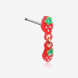 Very Berry Double Strawberry Dangle Nose Stud Ring-Red