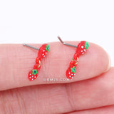 Detail View 3 of Very Berry Double Strawberry Dangle Nose Stud Ring-Red