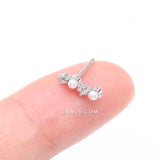 Detail View 2 of Brilliant Sparkle ZigZag Pearlescent Multi-Gem Nose Stud Ring-Clear Gem