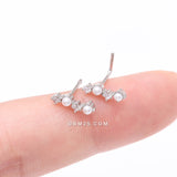 Detail View 3 of Brilliant Sparkle ZigZag Pearlescent Multi-Gem Nose Stud Ring-Clear Gem