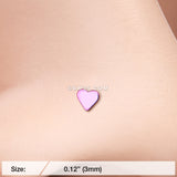 Detail View 2 of Colorline Steel Heart Nose Stud Ring-Purple