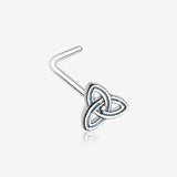 Triquetra Trinity Knot L-Shaped Nose Ring-Teal