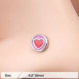 Detail View 2 of Adorable Valentine Heart Nose Stud Ring-Pink/Red