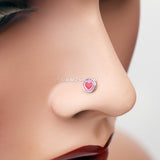 Detail View 1 of Adorable Valentine Heart Nose Stud Ring-Pink/Red