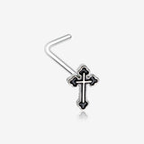 Black Medieval Gothic Cross L-Shaped Nose Ring