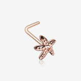 Rose Gold Starfish Sparkle L-Shaped Nose Ring