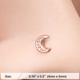 Detail View 2 of Rose Gold Crescent Moon Filigree Nose Stud Ring-Rose Gold