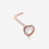 Rose Gold Opalescent Sparkle Heart L-Shaped Nose Ring