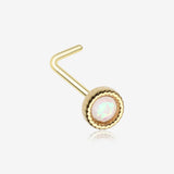Golden Opalescent Sparkle Circle L-Shaped Nose Ring