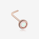 Rose Gold Opalescent Sparkle Circle L-Shaped Nose Ring