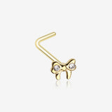 Golden Dainty Bow-Tie Sparkle L-Shaped Nose Ring