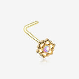 Golden Iridescent Revo Mandala Lotus L-Shaped Nose Ring