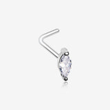 Brilliant Marquise Sparkle Prong L-Shaped Nose Ring-Clear Gem