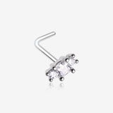 Triple Tiered Sparkle Multi-Gem L-Shaped Nose Ring