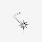Polaris Sparkle North Star L-Shaped Nose Ring-Clear Gem