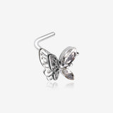 Marquise Layered Butterfly Sparkle L-Shaped Nose Ring