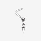 Steel Ball Dangle Chained Spike L-Shaped Nose Ring