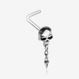 Death Skull Dangle Chained Spike L-Shaped Nose Ring