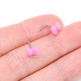 Detail View 3 of Kawaii Pop Pink Teddy Bear L-Shaped Nose Ring-Pink