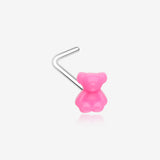 Kawaii Pop Pink Teddy Bear L-Shaped Nose Ring