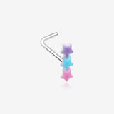 Kawaii Pop Pastel Assorted Star Trio L-Shaped Nose Ring-Multi