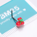 Detail View 4 of Kawaii Pop Juicy Red Cherry L-Shaped Nose Ring-Red/Green
