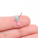 Detail View 2 of Kawaii Pop Paw Heart Dangle L-Shaped Nose Ring-Light Blue/Pink