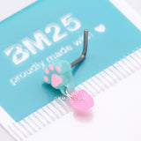 Detail View 4 of Kawaii Pop Paw Heart Dangle L-Shaped Nose Ring-Light Blue/Pink