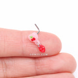 Detail View 2 of Kawaii Pop Cherry Heart Dangle L-Shaped Nose Ring-Pink/Red