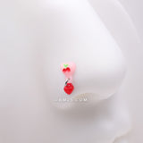 Detail View 1 of Kawaii Pop Cherry Heart Dangle L-Shaped Nose Ring-Pink/Red