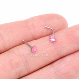 Detail View 3 of Heart Sparkle Gem L-Shaped Nose Ring-Pink