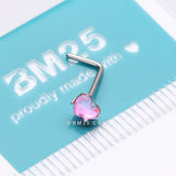 Detail View 4 of Heart Sparkle Gem L-Shaped Nose Ring-Pink