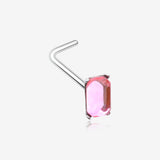 Sparkle Gem Cubic L-Shaped Nose Ring-Pink