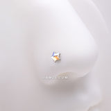 Detail View 1 of Iridescent Star Sparkle Gem L-Shaped Nose Ring-Aurora Borealis