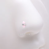 Detail View 1 of Mystic Rose Gemstone L-Shaped Nose Ring-Pink