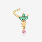 Golden Juicy Pineapple Sparkle L-Shaped Nose Ring