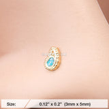 Detail View 2 of Golden Paisley Mandala Sparkle Nose Stud Ring-Teal