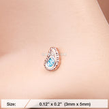 Detail View 2 of Rose Gold Paisley Mandala Sparkle Nose Stud Ring-Teal