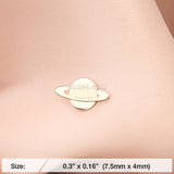 Detail View 2 of Golden Saturn Planet Nose Stud Ring-Gold