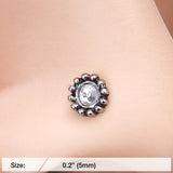 Detail View 2 of Aira Filigree Sparkle Icon Nose Stud Ring-Clear Gem