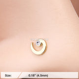 Detail View 2 of Golden Spiral Swirl Sparkle Nose Stud Ring-Clear Gem